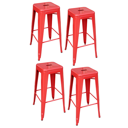 Amerihome Loft Red Metal Bar Stool, PK4 BS030RSET